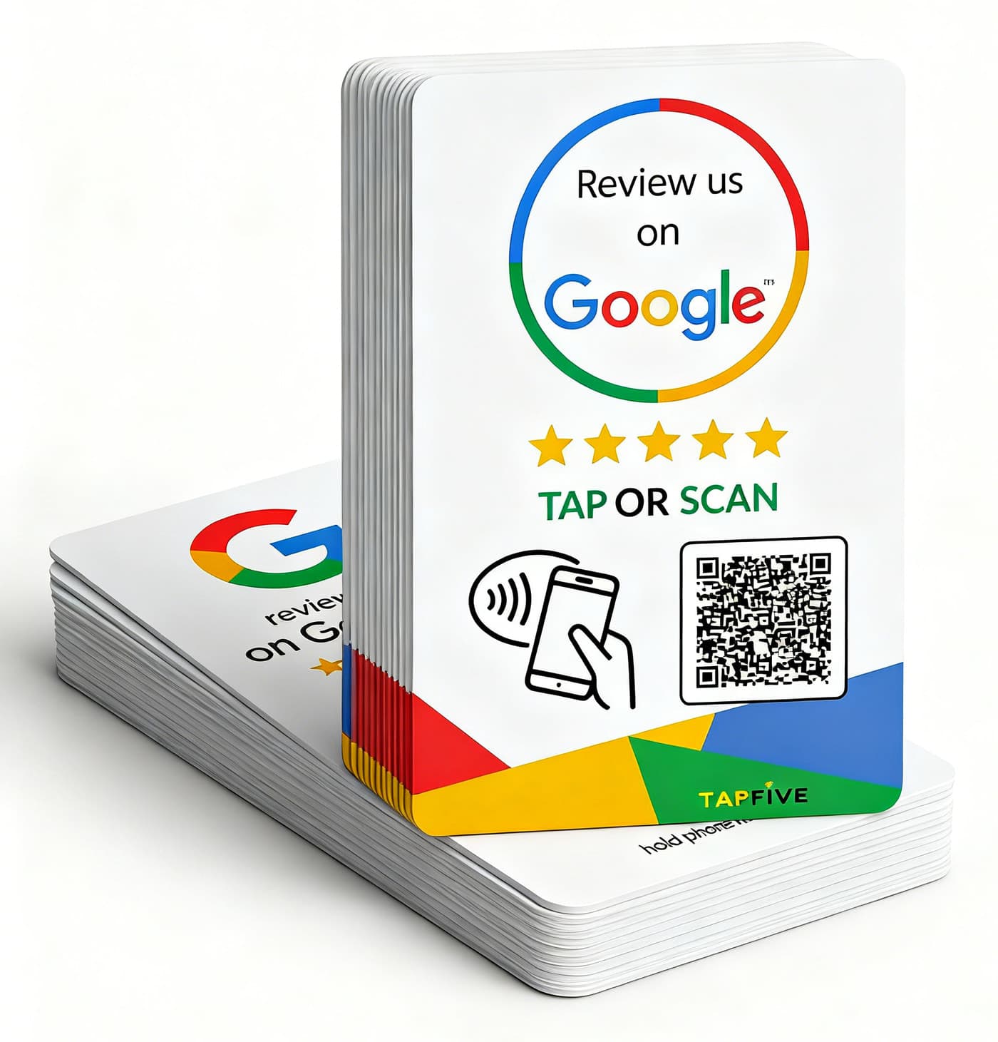 Cardul compact ReviewTap, în teanc